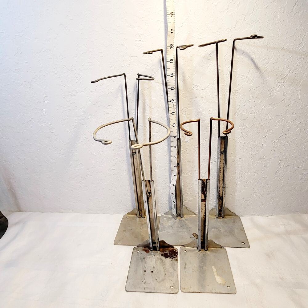 Lot of 5 Vintage Metal Doll Stands Various Fits up to 32" Dolls Square Base TLC